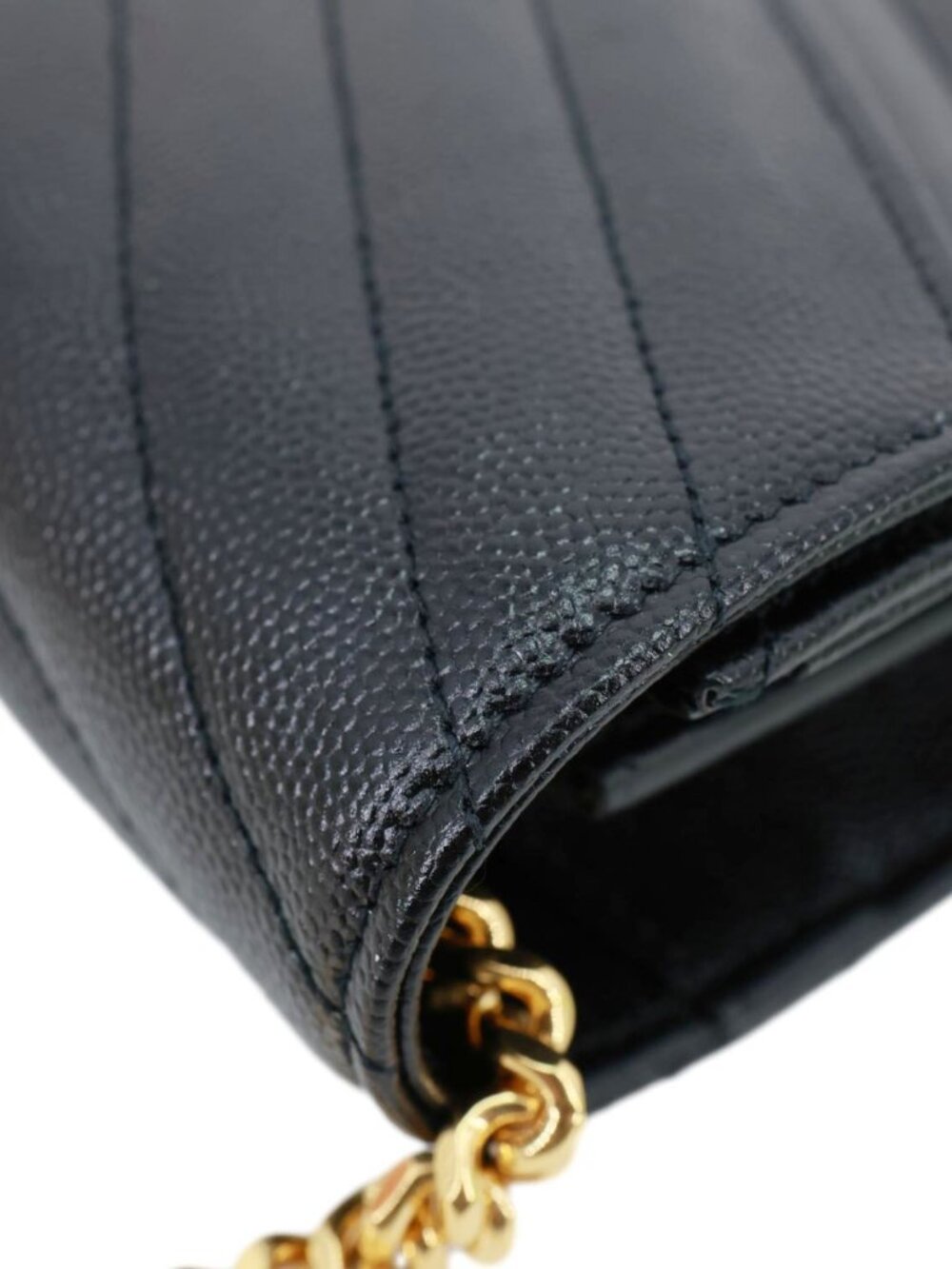 Yves Saint Laurent Cassandra Matelasse Grain De Poudre Chain Wallet Black - Picture 7 of 15